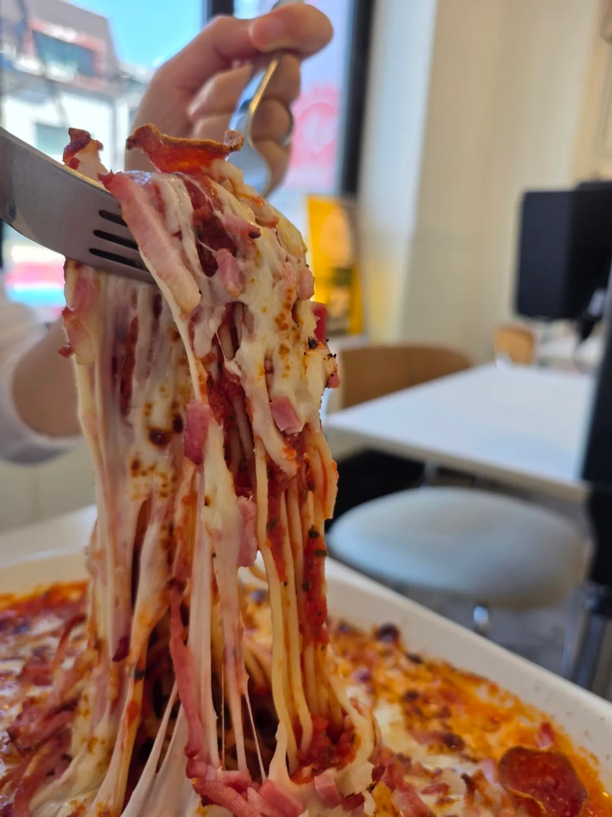 Classic oven pasta served on a large plate