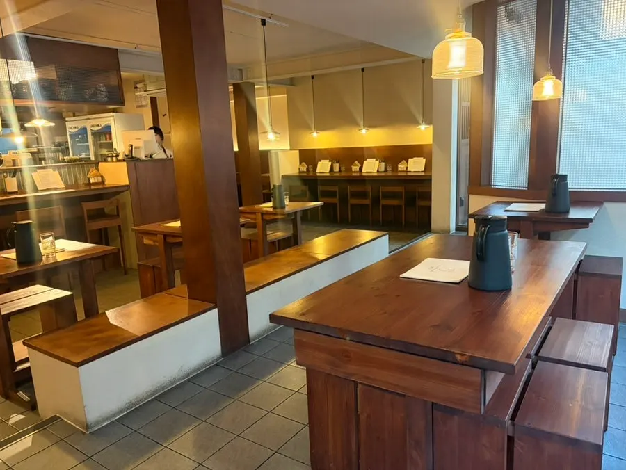 Clean Japanese-style interior of the restaurant