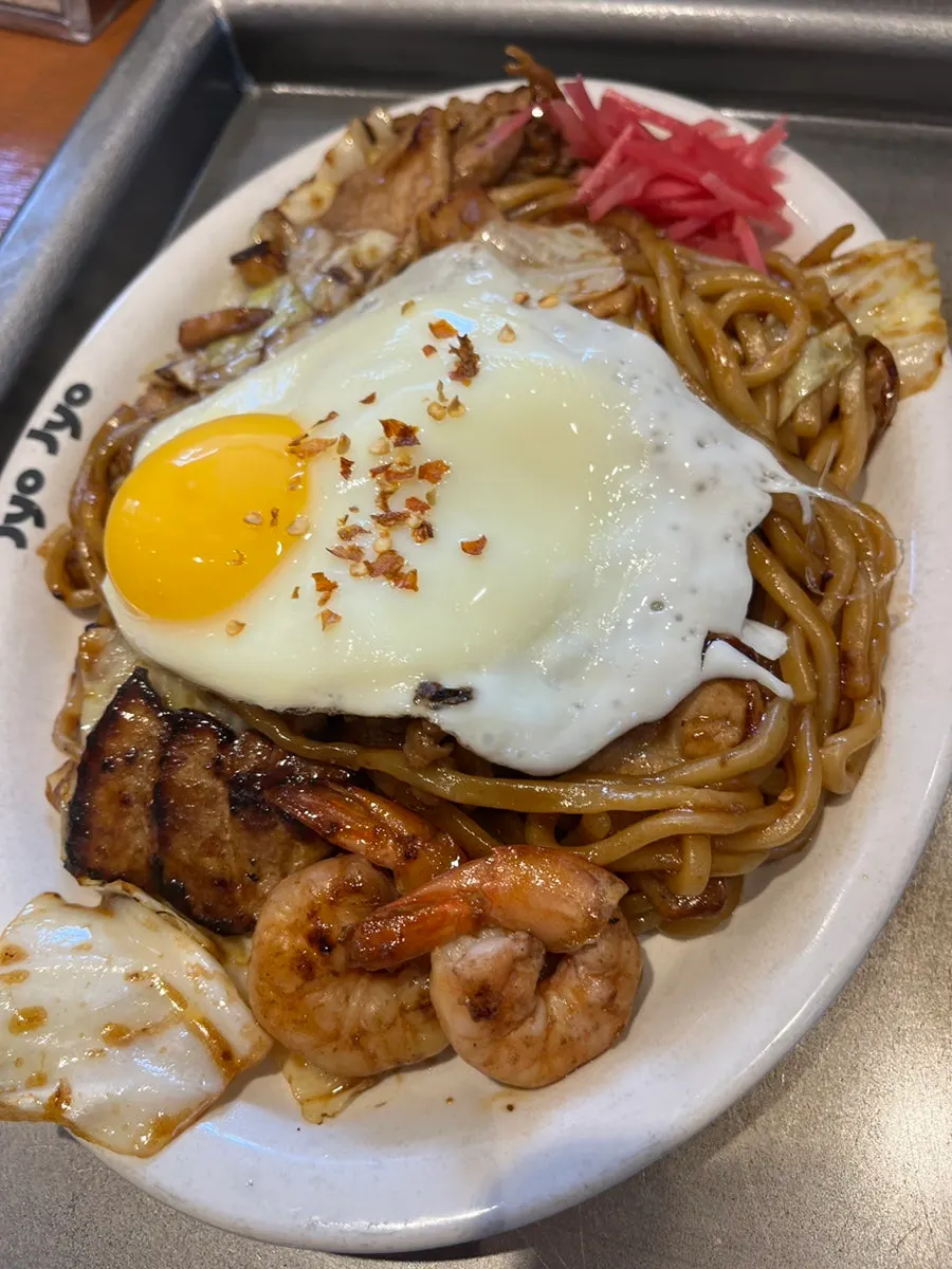 Donpeiyaki with pork belly and cheese