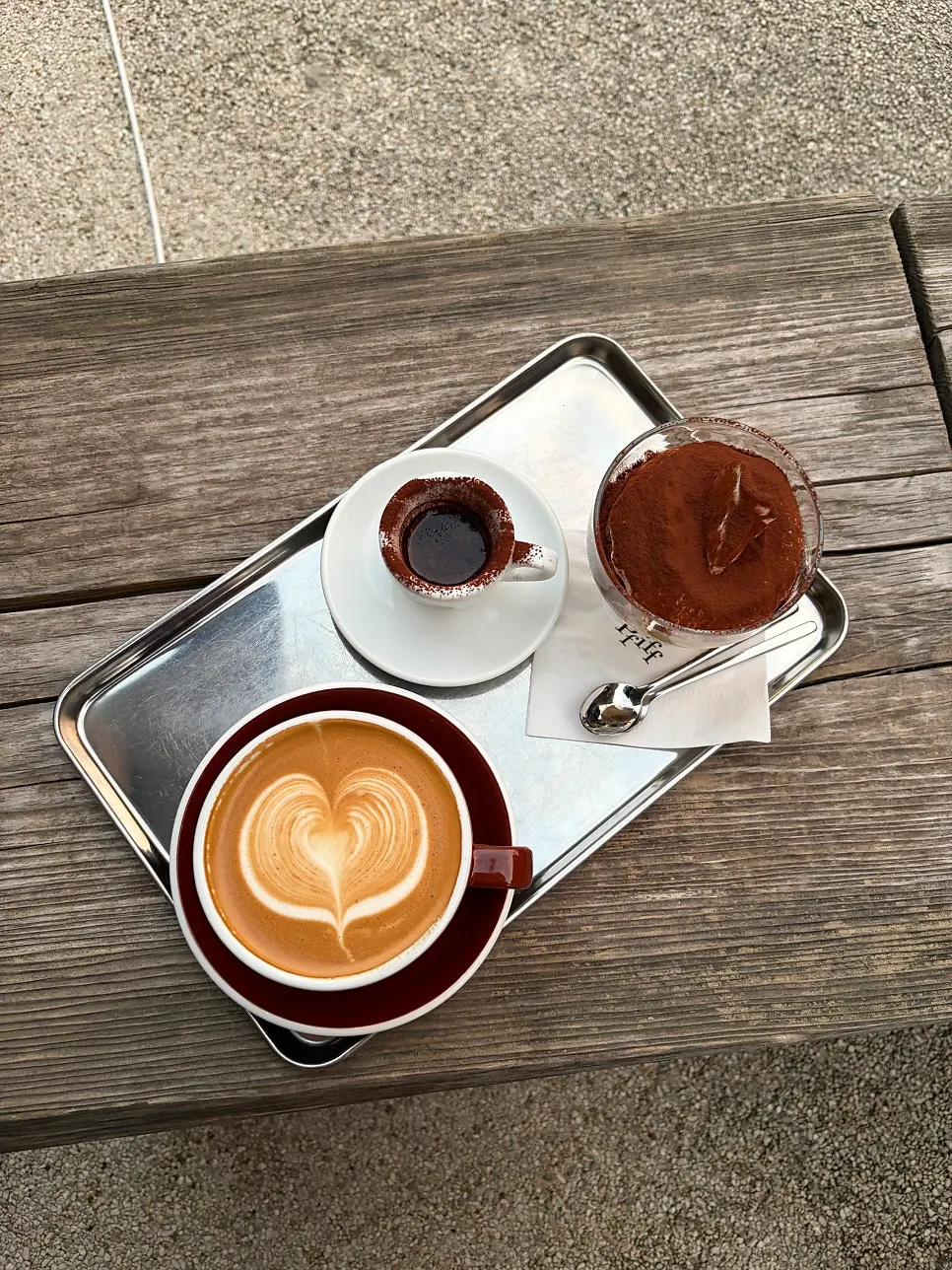 The menu items ordered at Pip Espresso Bar