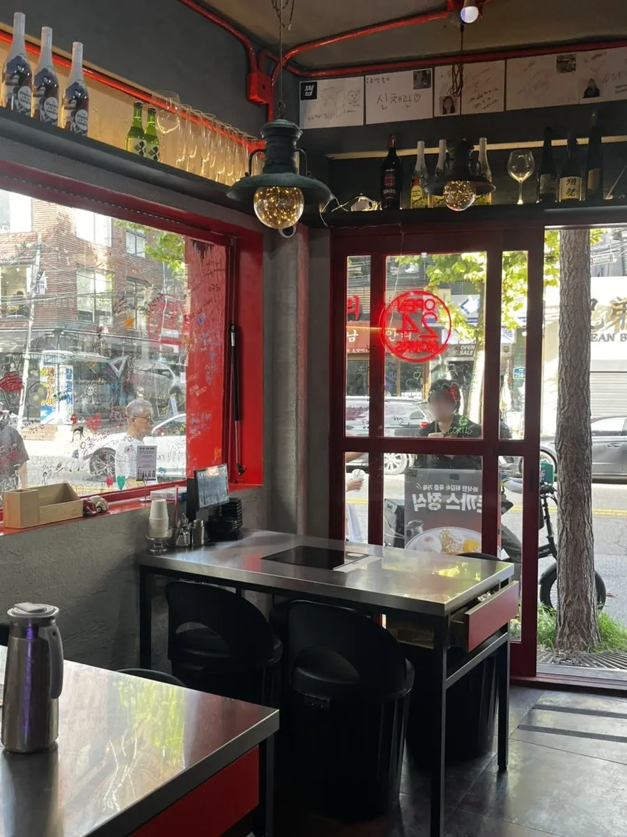 Tidy interior seating of the tteokbokki restaurant