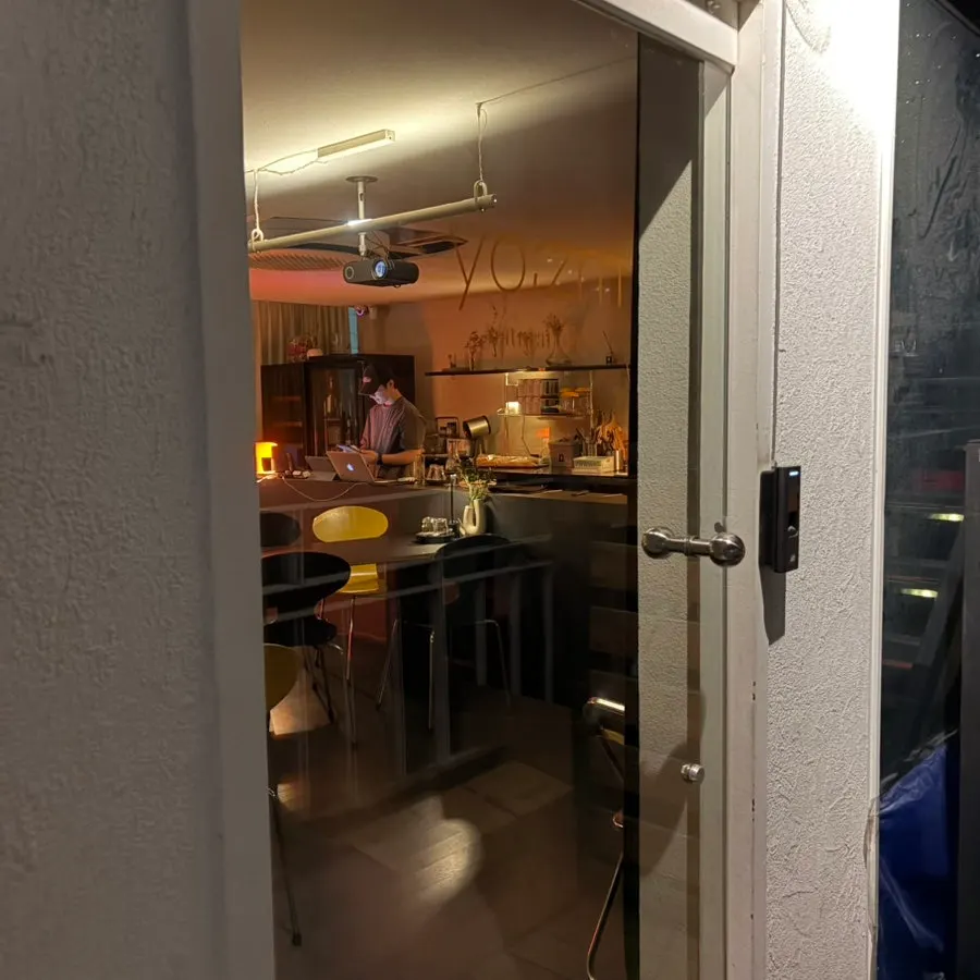Front view of Yozeum wine bar's entrance near Hongik University Station