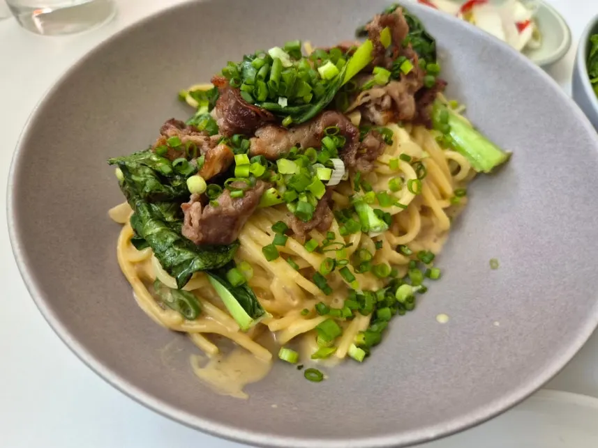 The refreshing combination of yuja spring-greens pasta