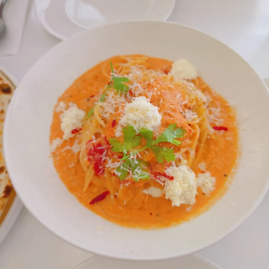 Italian-style dishes shared by two people