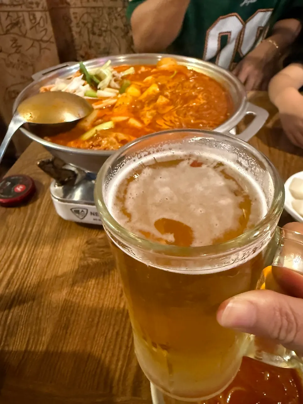 Glass noodles lifted out, soaked in sauce