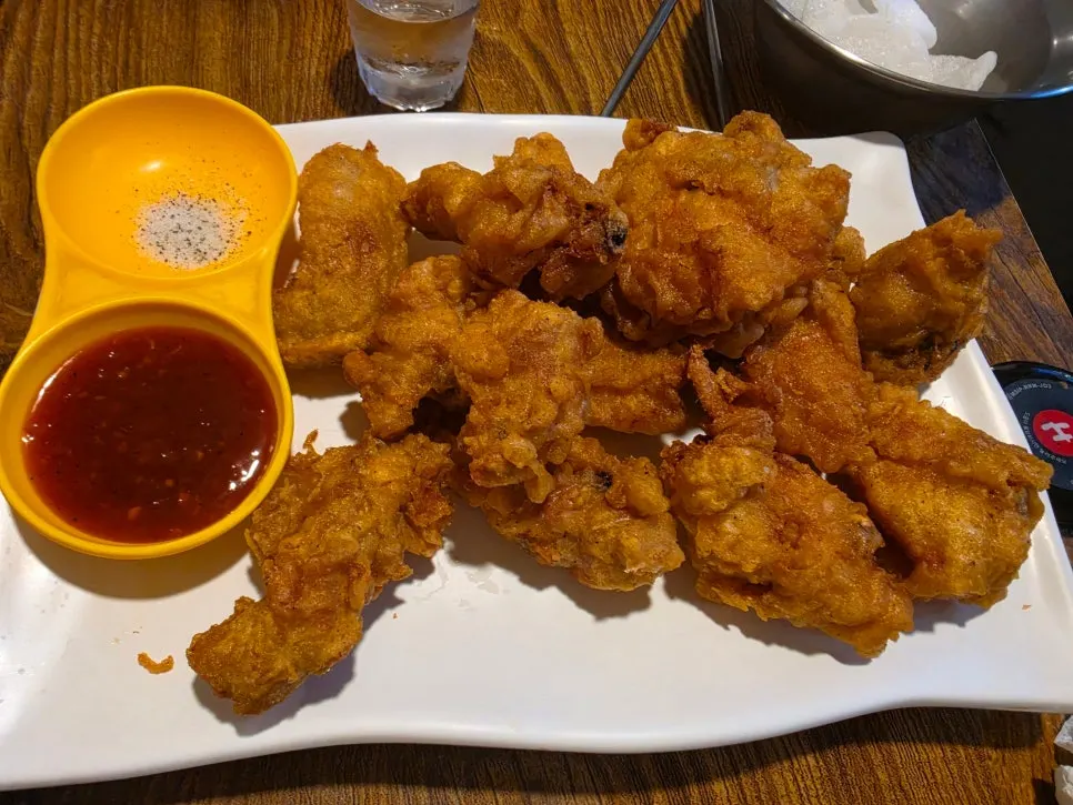 A plate of golden fried old-style chicken