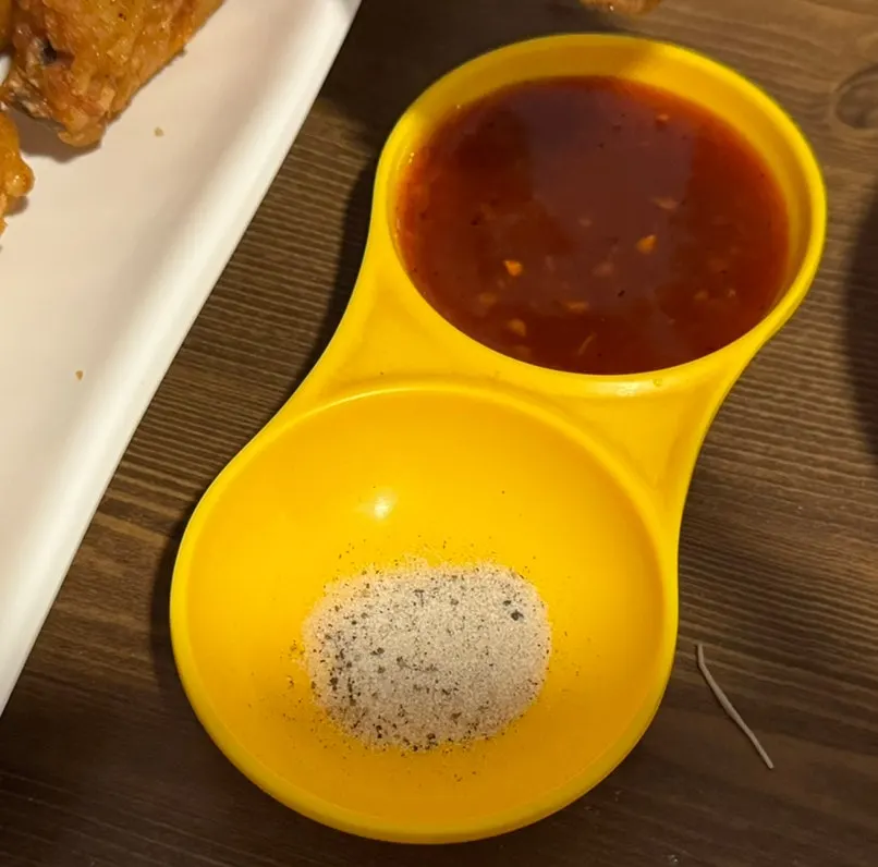 Close-up of the crispy batter on the old-style fried chicken