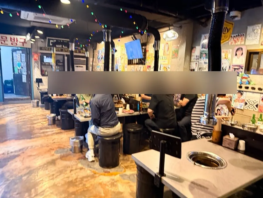 Busy dining hall on a weekday evening