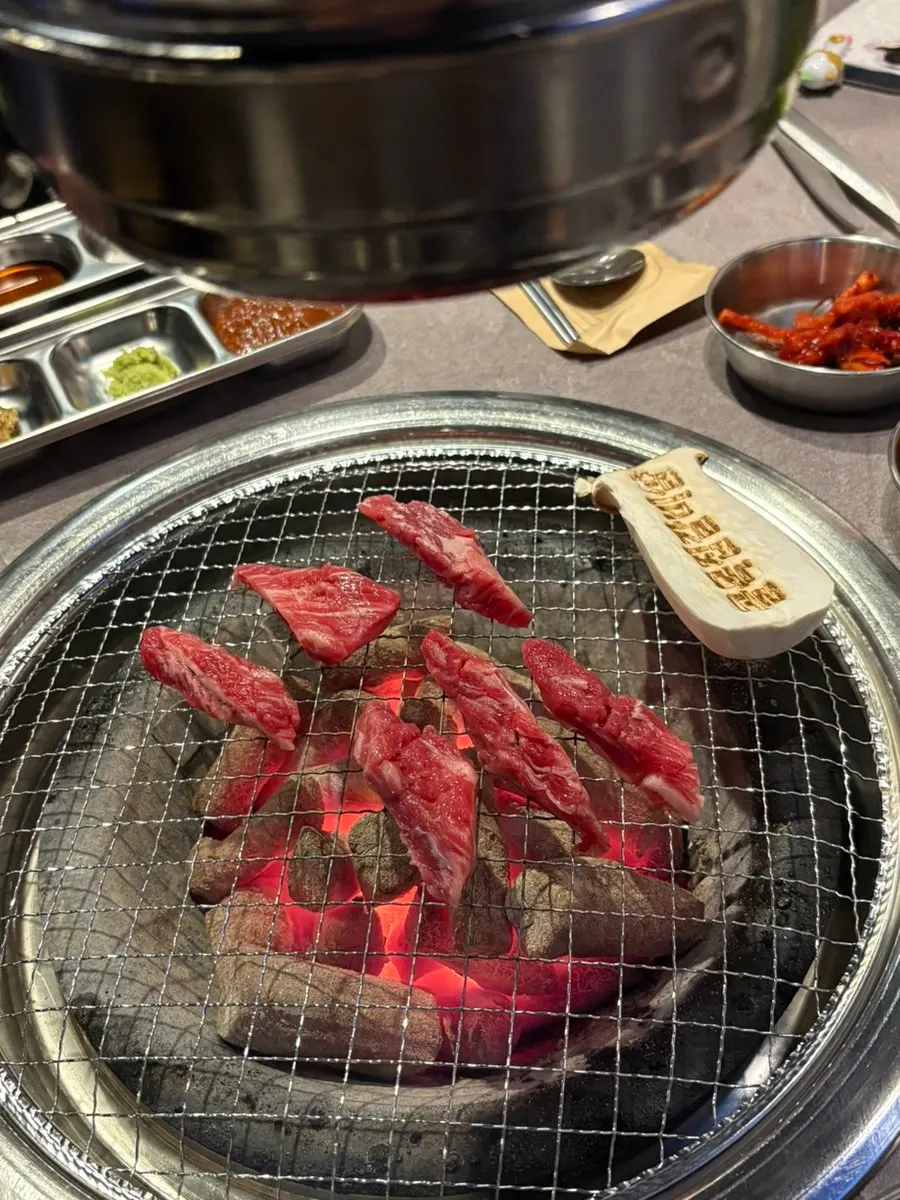 Plate of raw beef galbisal with clear marbling