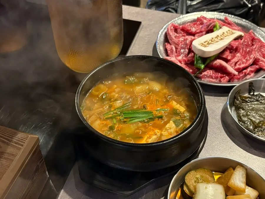 Beef galbisal placed on the charcoal grill