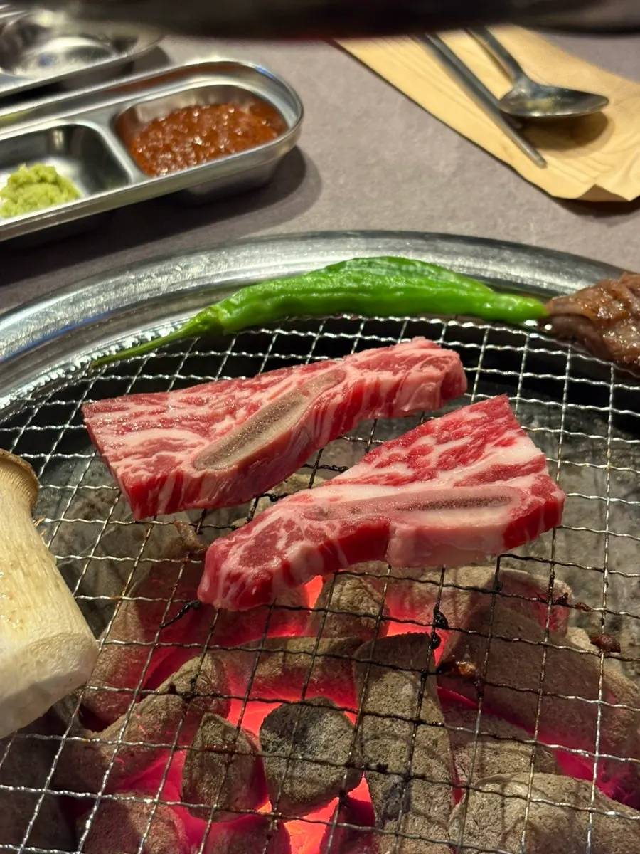 Close-up of nicely browned grilled beef galbisal