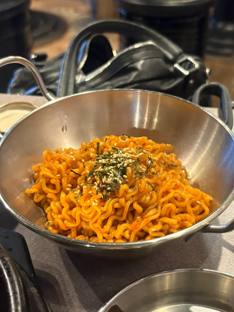 Spicy chicken ramyeon cooked to a chewy texture
