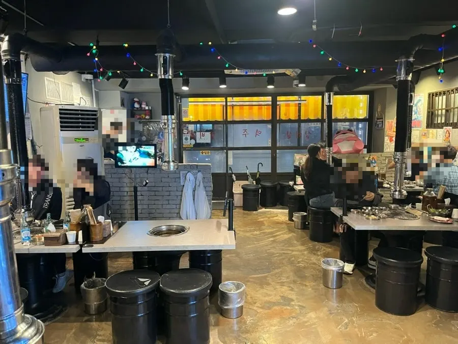 Restaurant interior with old movie posters