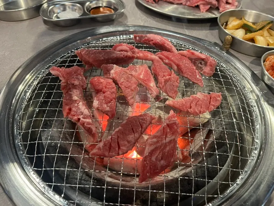 Beef ribs on a charcoal grill