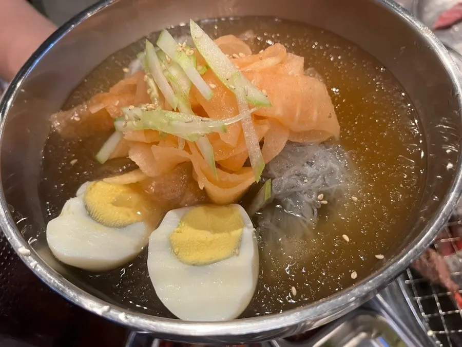 Mul naengmyeon enjoyed after the meat meal