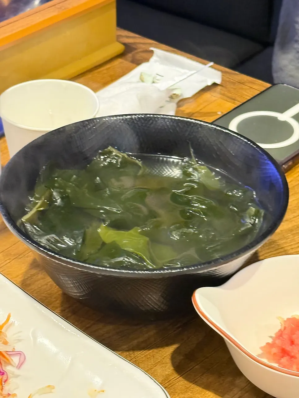 Close-up of the basic spread served with sashimi