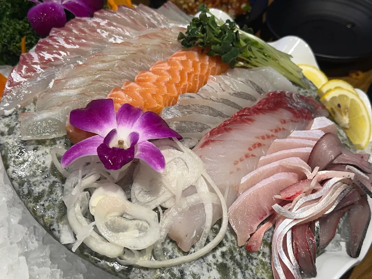 Veteran assorted sashimi platter including gizzard shad sashimi