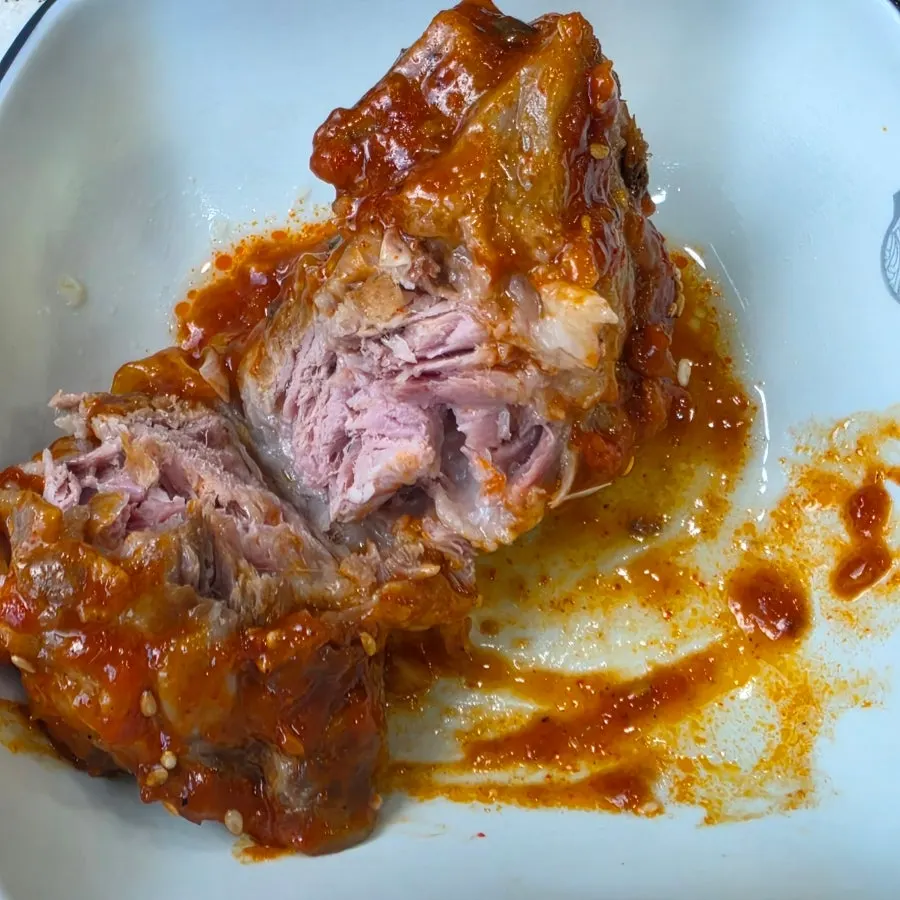 Rice-cake add-ons served with pork rib stew