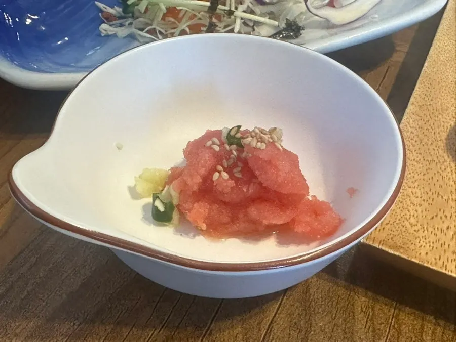 Sashimi served with pollack roe