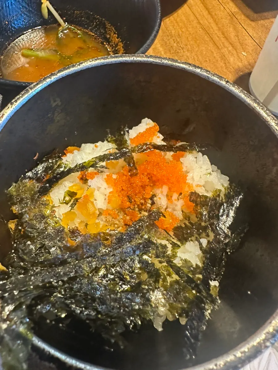 Seaweed soup served alongside