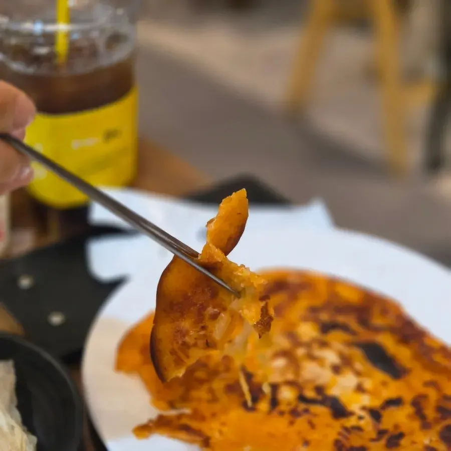The finished homemade kimchi pancake