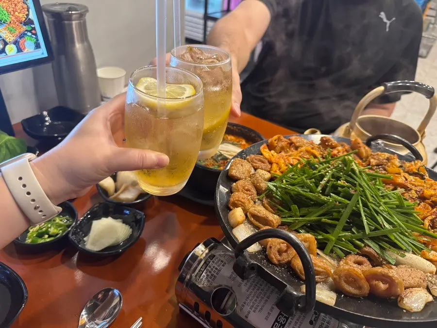 Alcohol-free Terra beer with the table spread