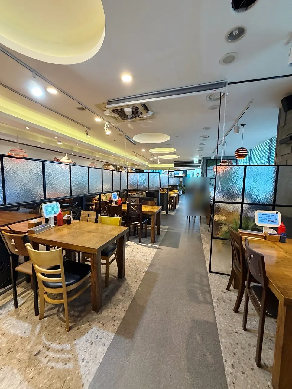 Spacious dining hall with stylish interior