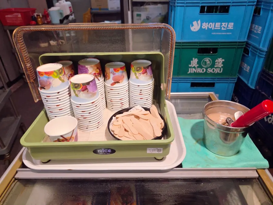 Coffee and ice cream enjoyed after the meal