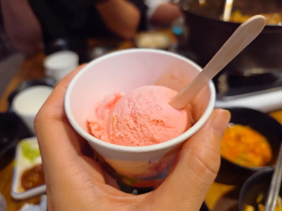 Dessert prepared by the seafood restaurant