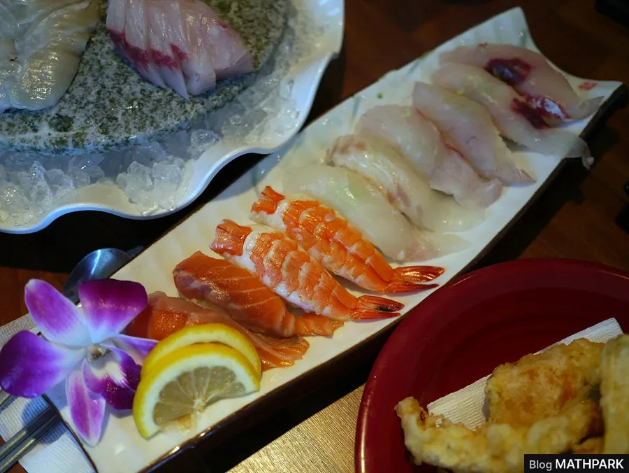 Plate of the added assorted sushi