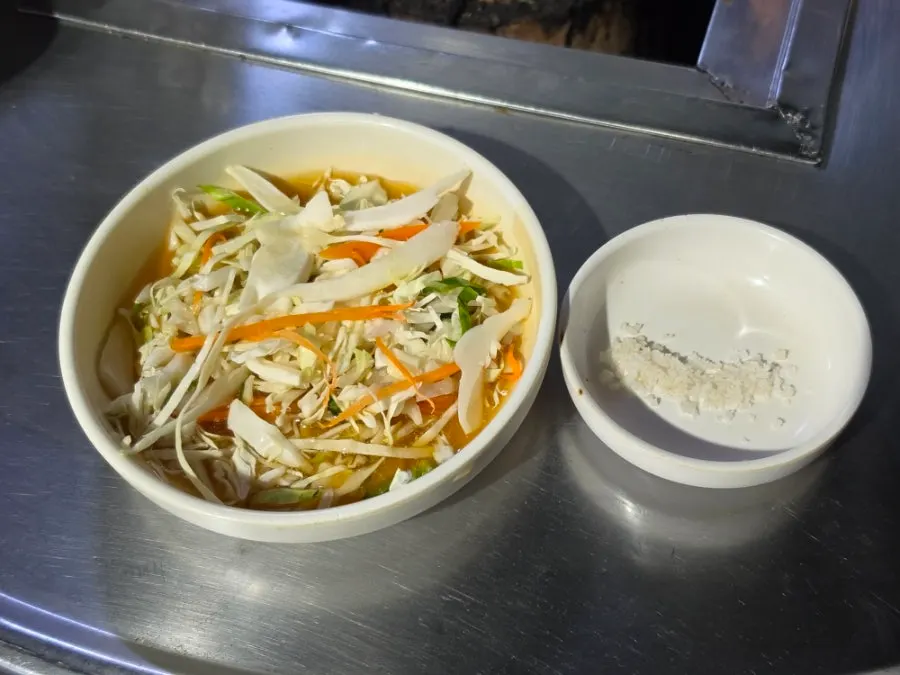 Kimchi and dongchimi side dishes at Yeontan Gongjang