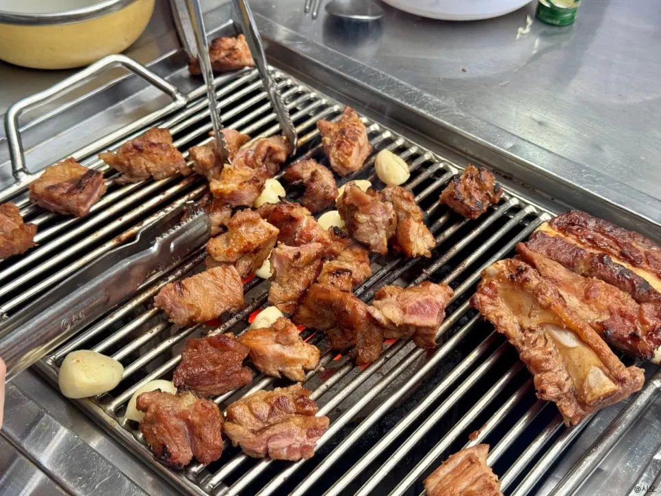 Tender piece of grilled pork rib