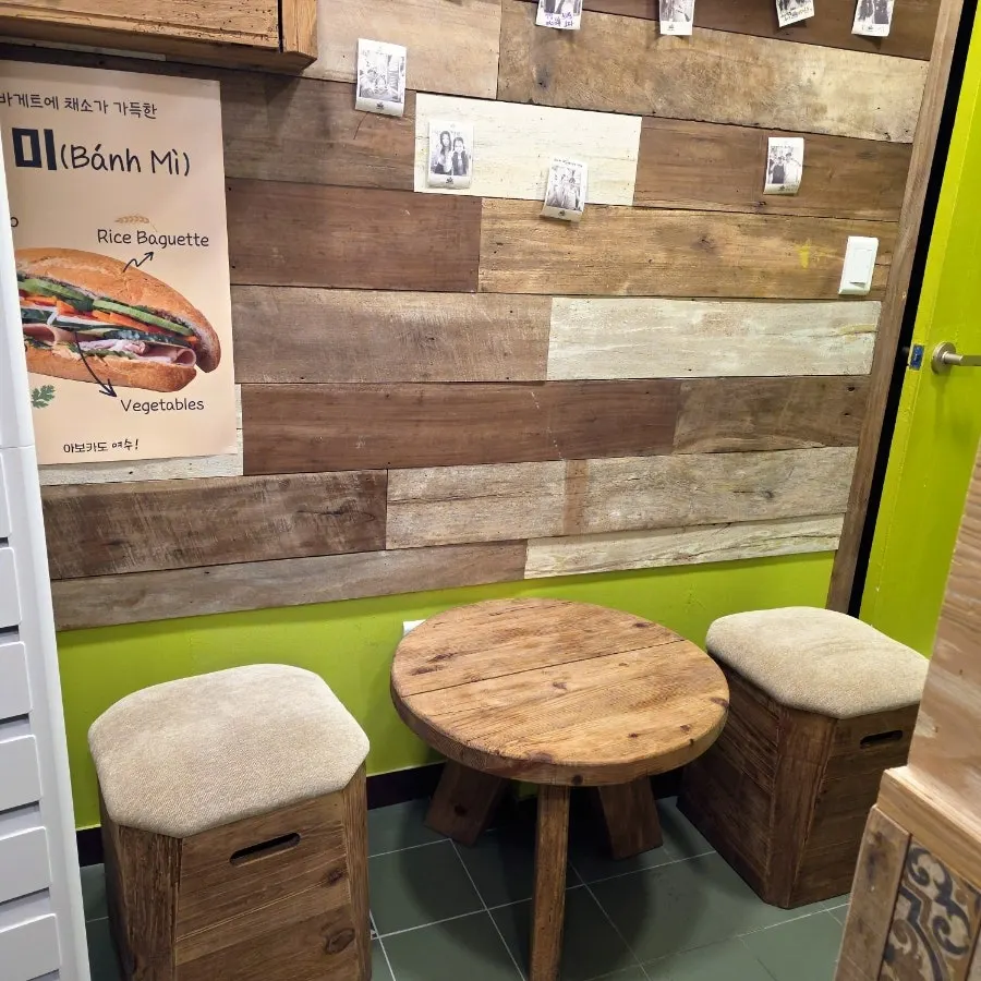 Café seating area with power outlets