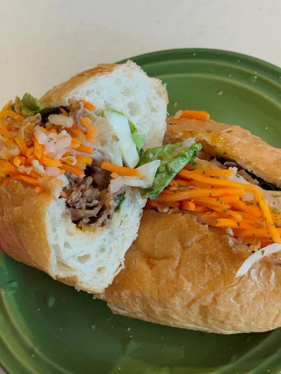 Vietnamese banh mi with avocado