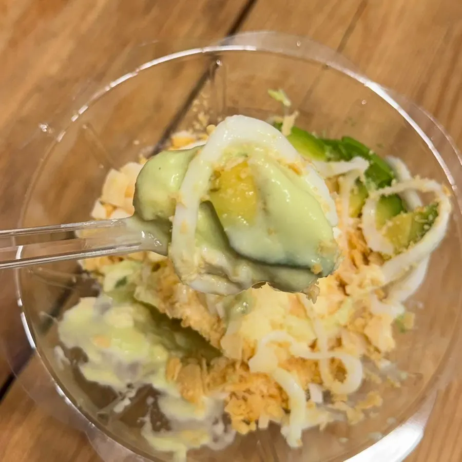 Avocado ice cream topped with coconut chips