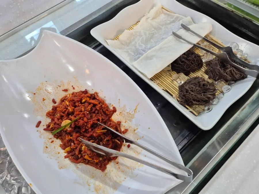Plate of sushi from the salad bar