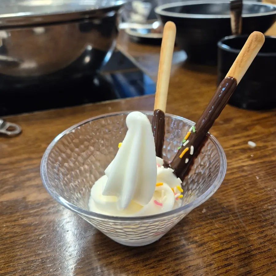 Ice cream dessert after the meal