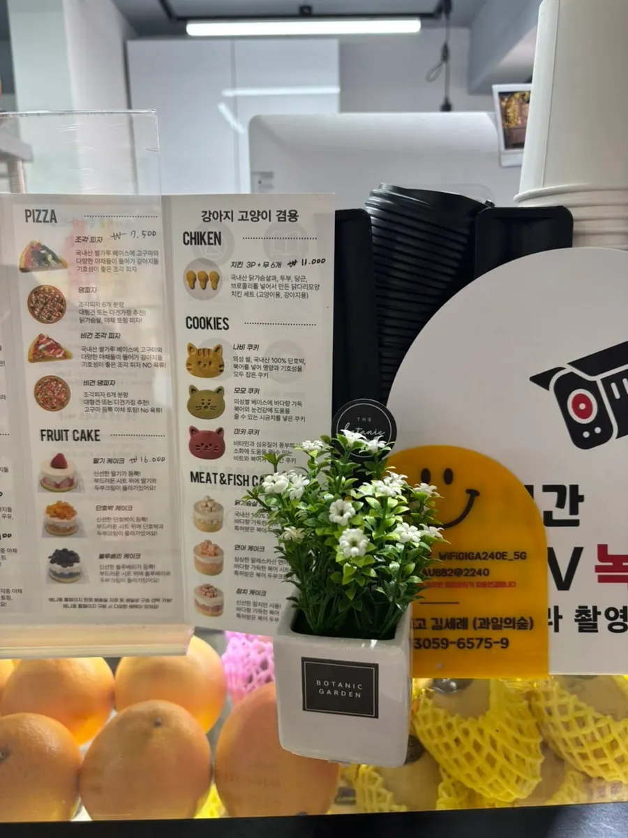 Close-up of the bingsu section of the menu board