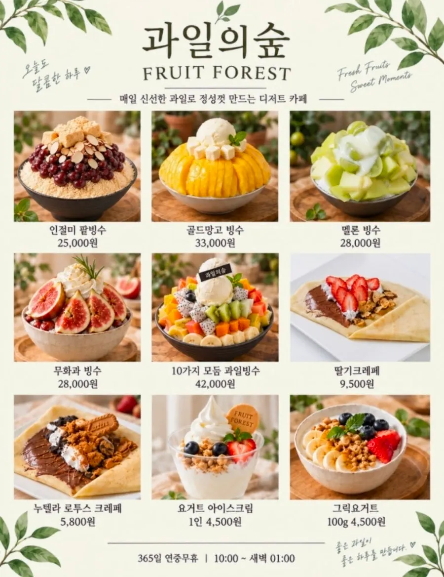 Fresh fruit dessert display at Gwaireui Sup Yeosu Branch