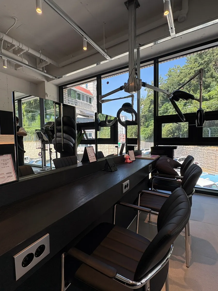 Hair salon space with training center plaques
