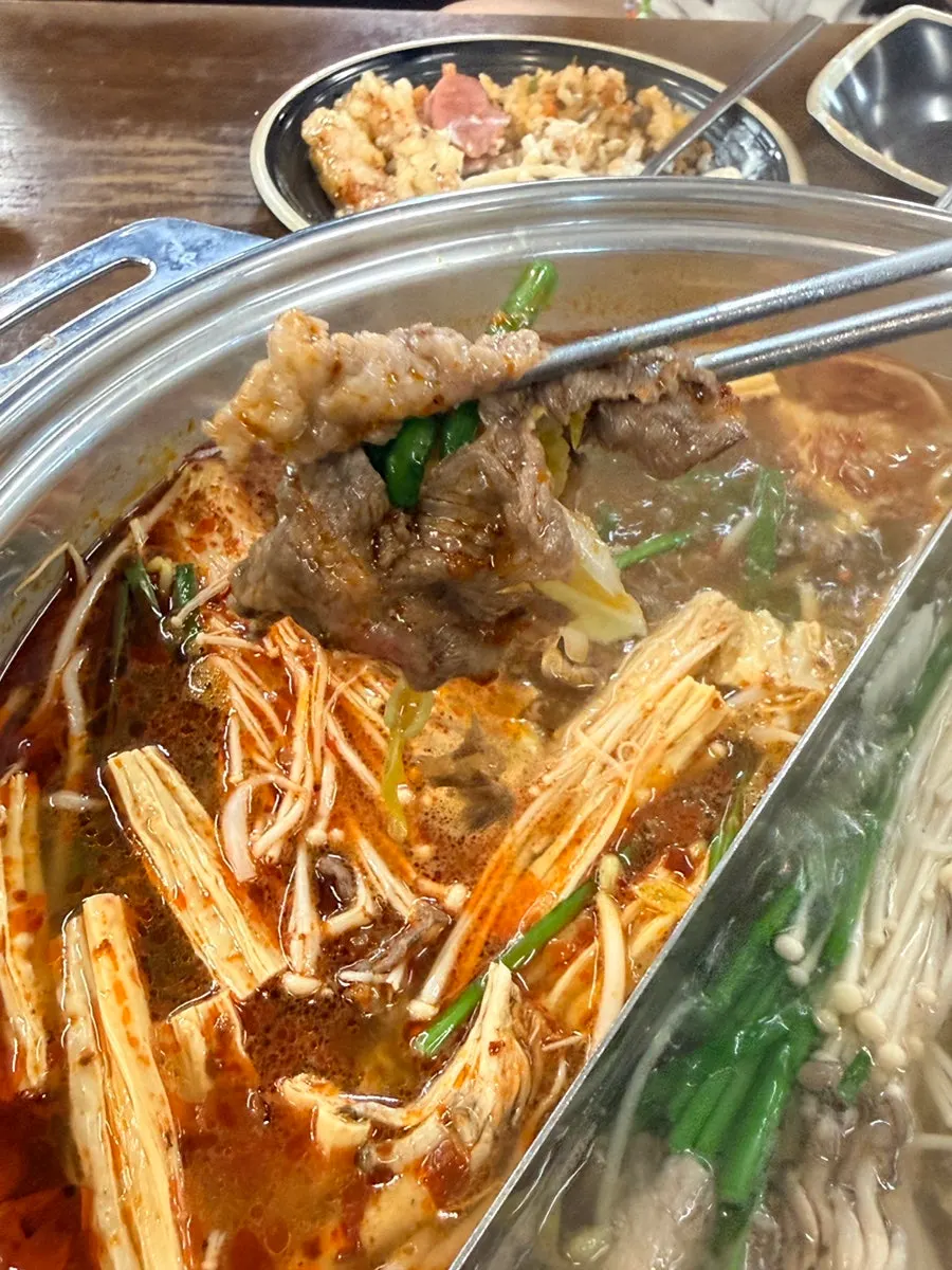 Plate of beef belly for all-you-can-eat shabu-shabu