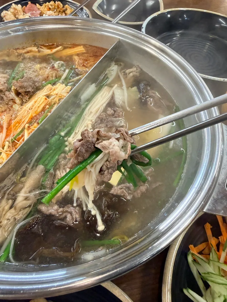 Pork neck slices and vegetables for shabu-shabu