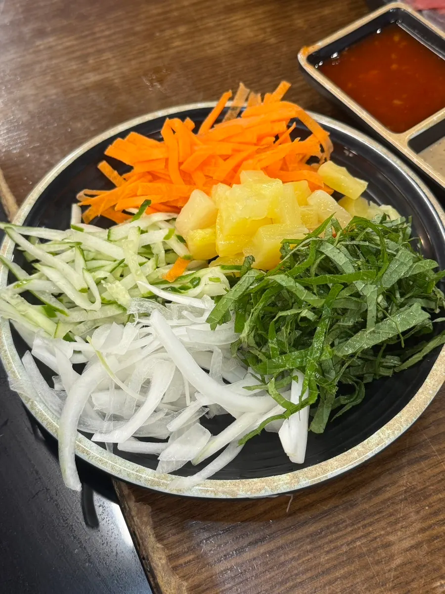 Plate of vegetables gathered for the rice paper wraps
