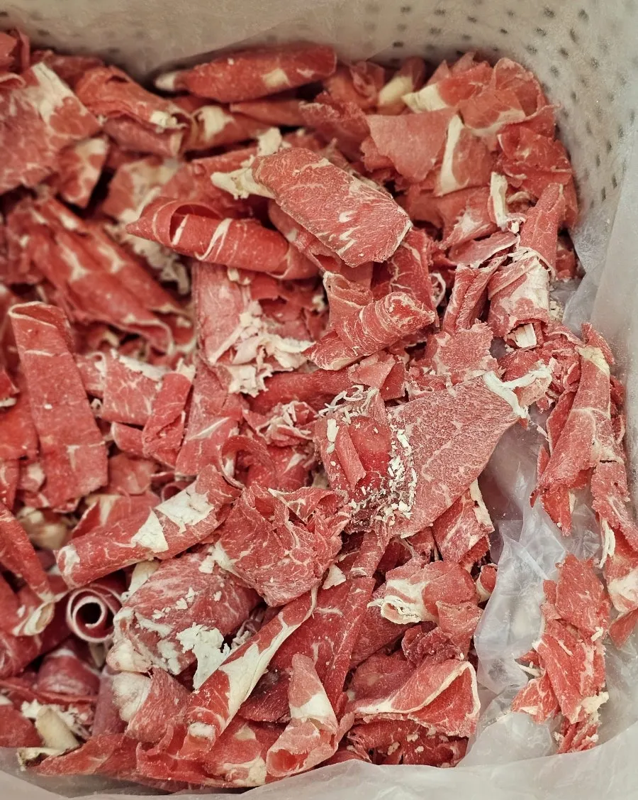 Australian and American shabu-shabu meat prepared in the freezer