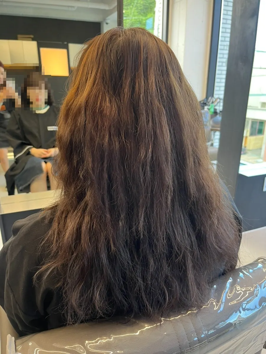 끝만 S컬을 하려던 이전 머리 상태