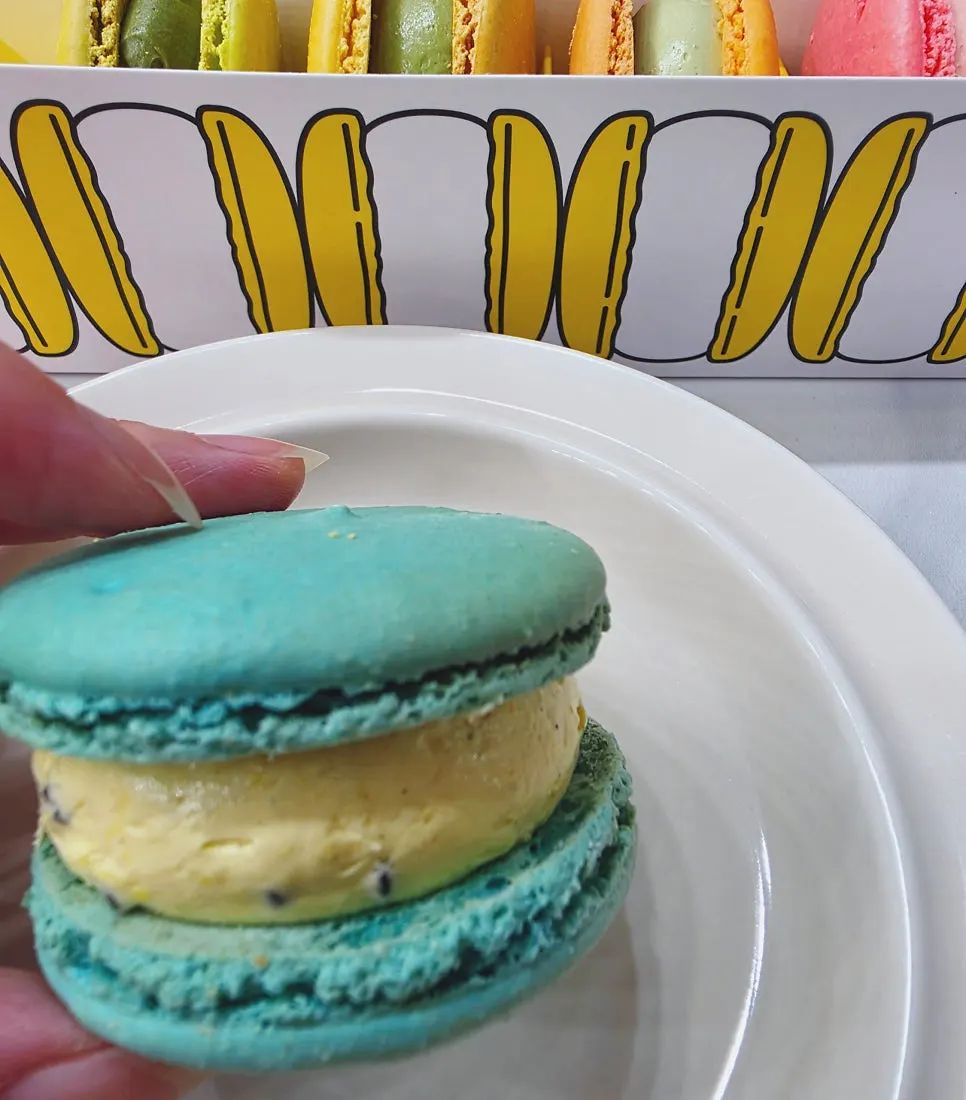 Macarons packed on ice