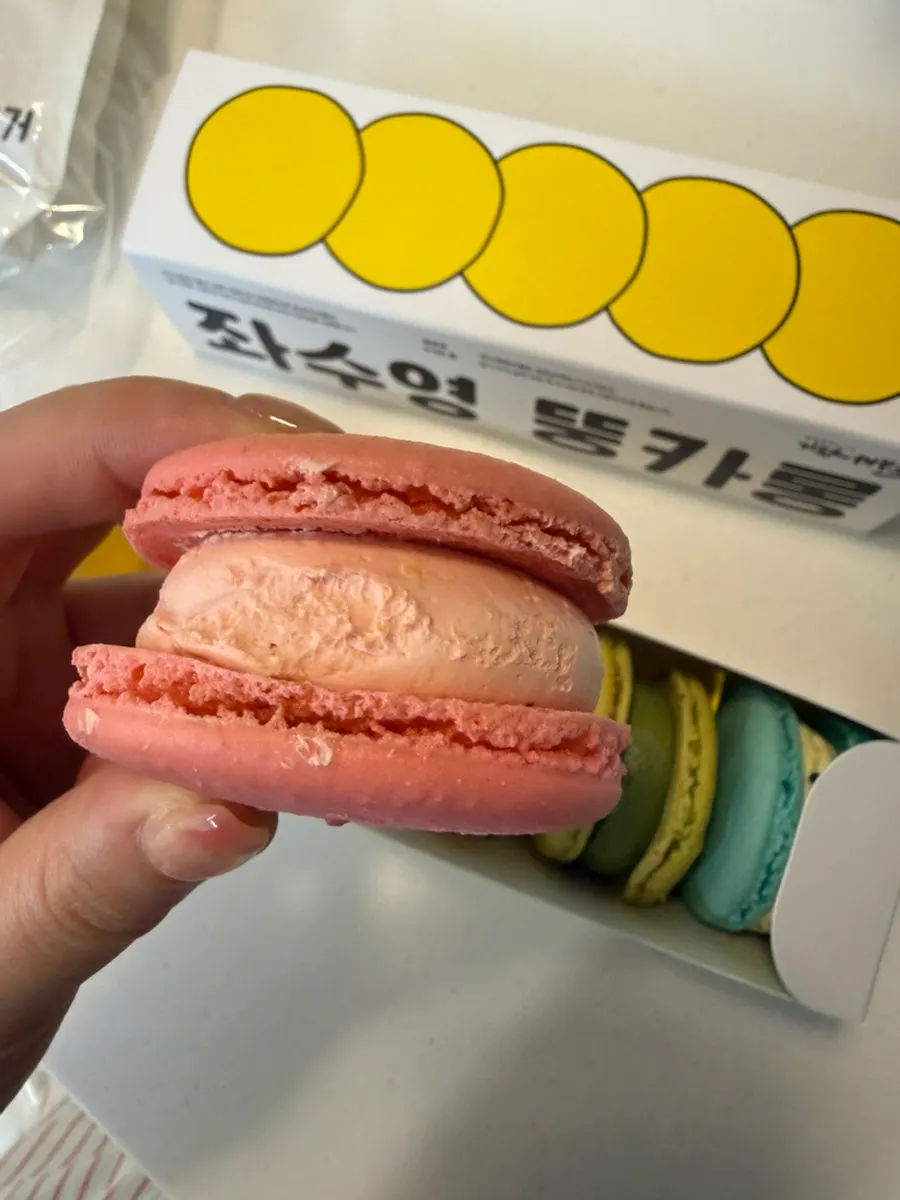 Cross-section of a haepungssuk tteong-karong showing its thick filling