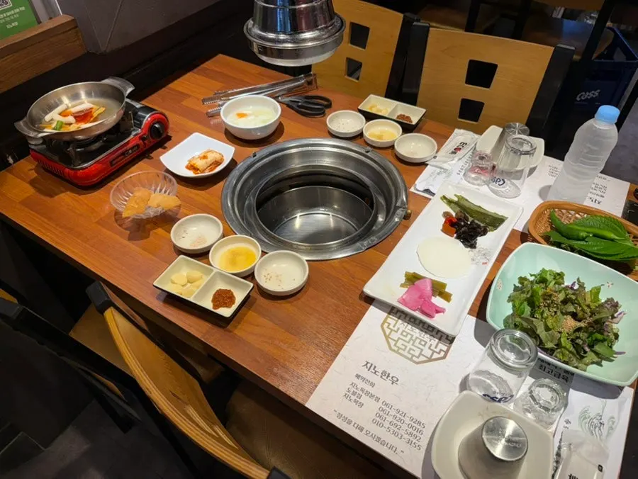 Table set with the Today's Hanwoo Pork Combo