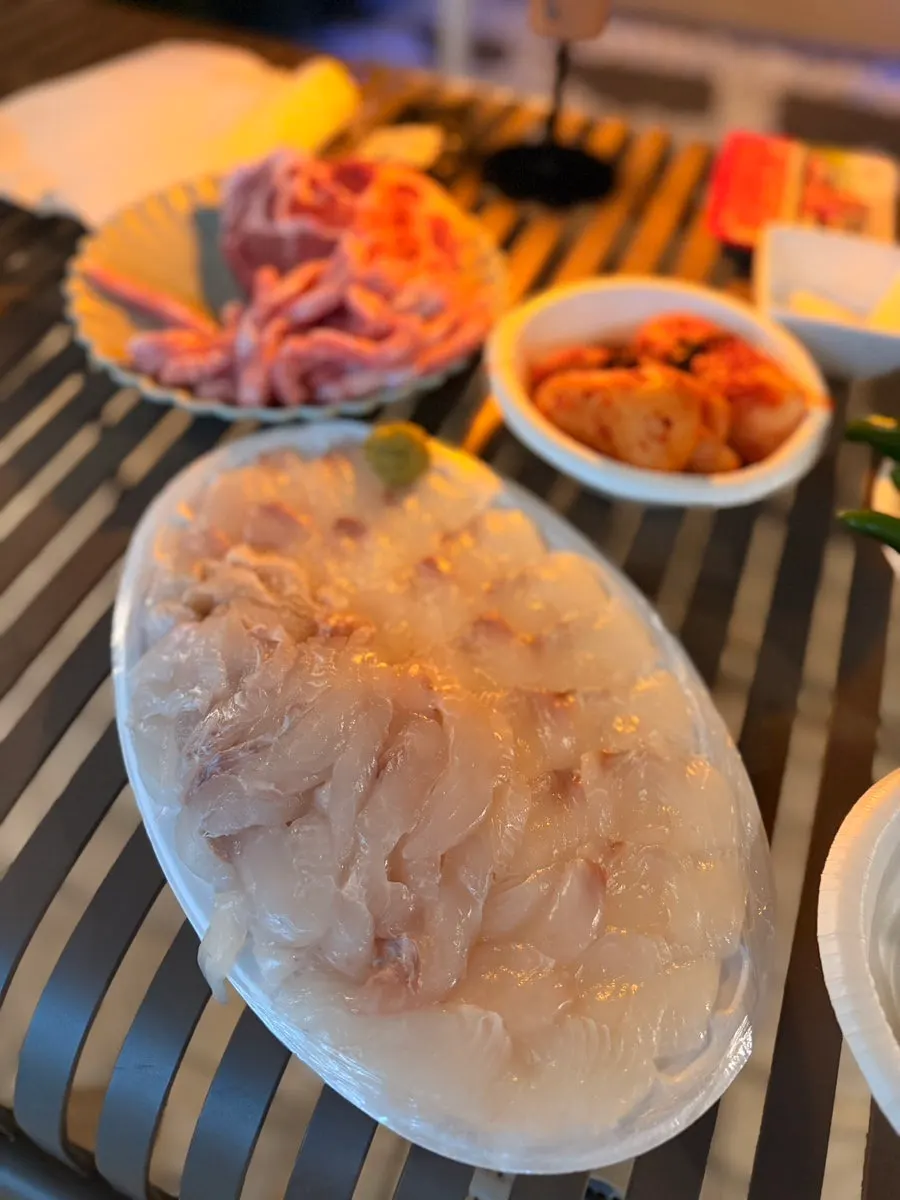 A gorgeous piece of flounder sashimi