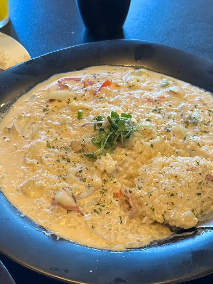 Chicken cream risotto with a soft cream sauce
